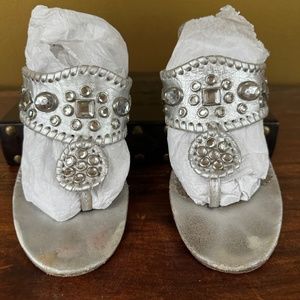 Sandals, Jack Rogers silver kittened heal